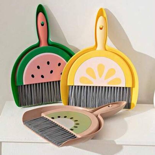 SHEIN Home Mini Tabletop Broom And Dustpan Set, (1 Brush + 1 Dustpan), Can Be Used For Kitchen, Bathroom, Home, Desktop Computer Window Seaming CleaningDust
