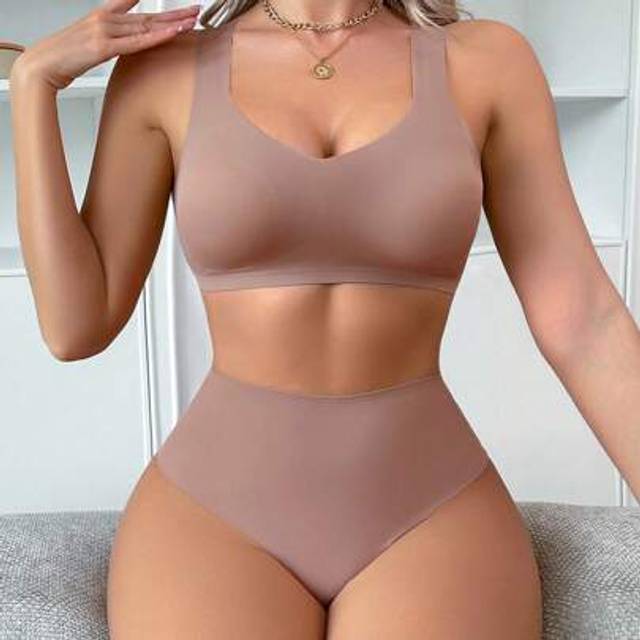 SHEIN 2pcs/Set Sexy Leopard Print Seamless Casual Lingerie Set