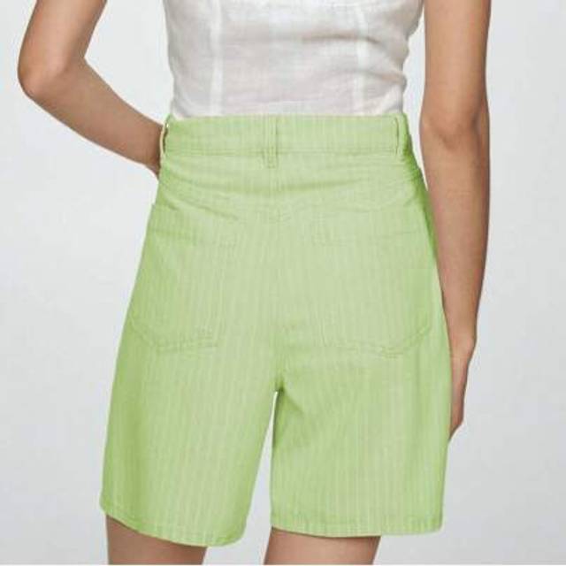 SHEIN Women&#39;s Casual Denim Shorts Knee Length Wide Leg Loose Striped Shorts With Pocket Daily Streetwear