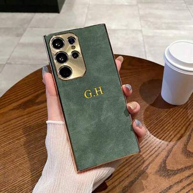 SHEIN Customized Personalized Name Phone Case Compatible With Samsung Galaxy S25 S24 S23 S22 Ultra S25 S24 S23 S22 Plus Luxury Plating Bumper Leather Metal