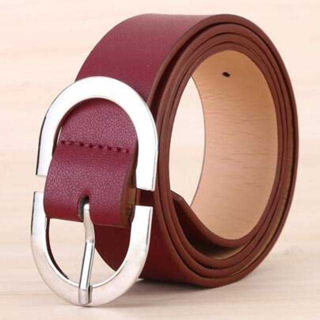 SHEIN 1pc Plus Size Women&#39;s Burgundy Double-D Letter PU Fashion Belt With Buckle, Girlfriend Gift Belt