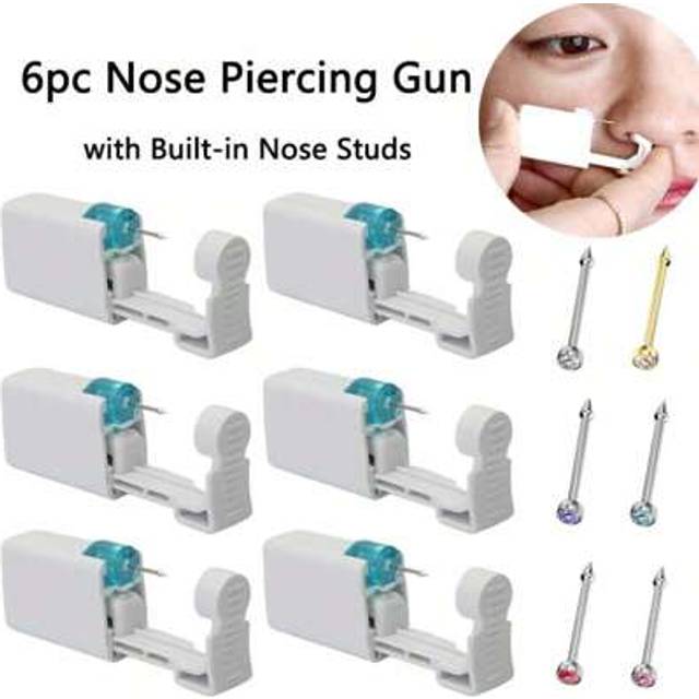 SHEIN 6PCS Disposable Nose Piercing Gun Built-In Nose Studs-Self Nose Piercing Kit For Nose Cartilage