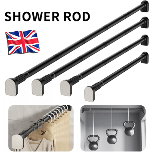 SHEIN Heavy Duty Extendable Telescopic Shower Curtain Pole Rail Rod Bath Door Window~ Room Decor Bathroom Accessories Back To School