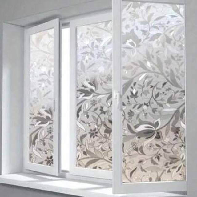 SHEIN 1pc Elegant Tulip Design Privacy Window Film, Bathroom Glass Privacy Sticker, Sunscreen Film, Home Privacy Matte Glass Sticker - Self-Adhesive, Glue-F
