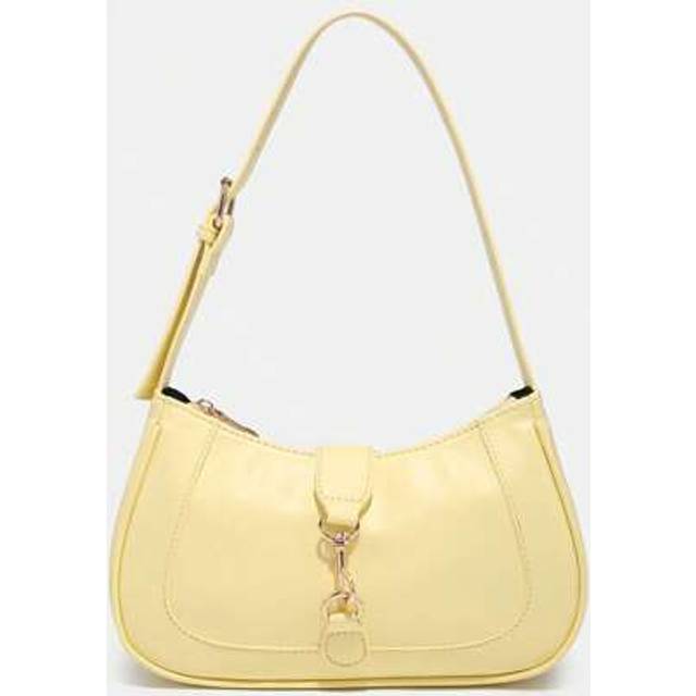 SHEIN 1pc Retro Minimalist Pale Yellow Crescent Shaped Adjustable Shoulder Bag With Hook Decor, Suitable For Spring/Summer Vacation, Date, Outing, Party