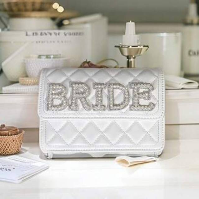 SHEIN 1pc Bride Pearl Decorated Clutch Bag, Wedding Gift, Bridal Shower, Bachelorette Party Gift