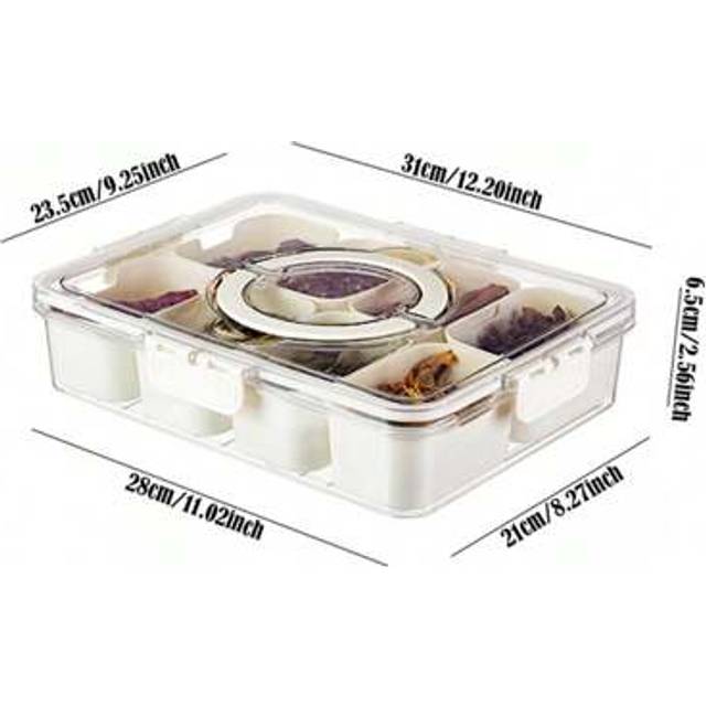 SHEIN Divided Serving Tray Snack Tray With Lid 8 Compartment Snack Box RV Camping Container