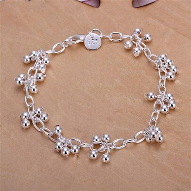 SHEIN 925 Sterling Silver Beads Chain Bracelet For Women Wedding Fashion Charm Gift Jewelry
