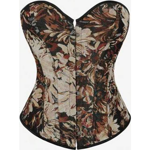 SHEIN Overbust Corset Top Bustier Strapless Women Body Shaper Waist Trainer Cincher Top With Front Clasps & Back Lace-Up