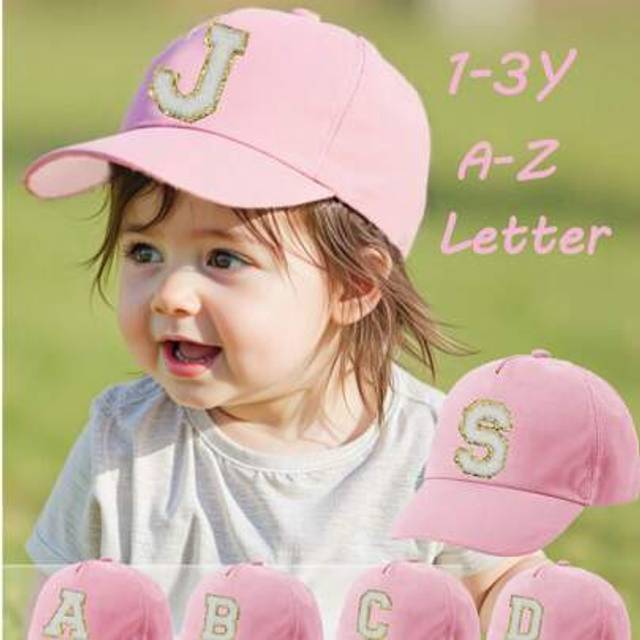 SHEIN 1PC Toddler Children 26 Letter Baseball Cap Craft Letter Design Style Baby Girls Kpop Snapback Cap Girls Boys Sun Hats 1-3Y