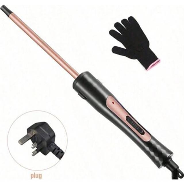 SHEIN 9mm Mini Hair Curler, Men & Women&#39;s Corn Shaped Curling Iron With Single-Key Control Switch, 2 Heat Settings, Includes Heat-Resistant Glove