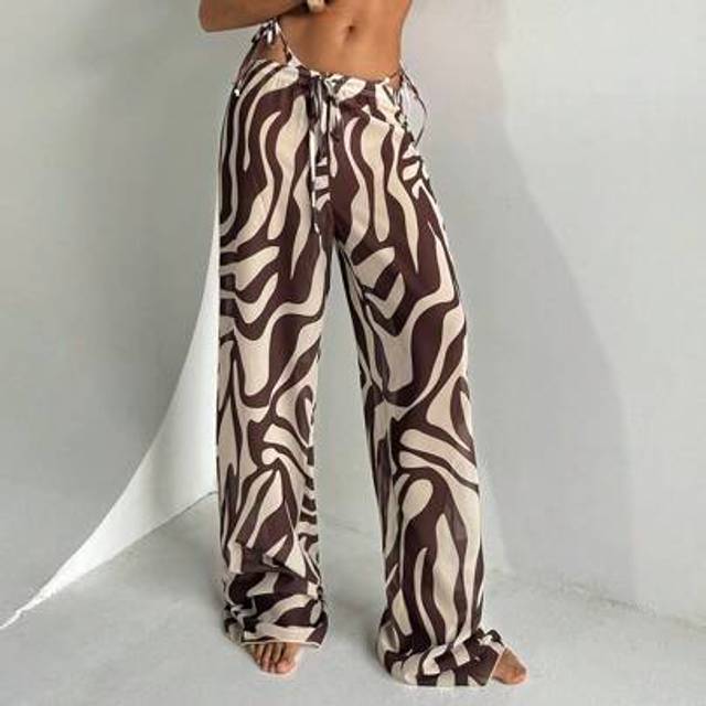 Aloruh Women&#39;s Spring/Summer New Zebra Print Low Waist Wide Leg Beach Pants, Vacation Outfits Summer Clothes Vacation Outfits Women Beach Outfits For Woman B