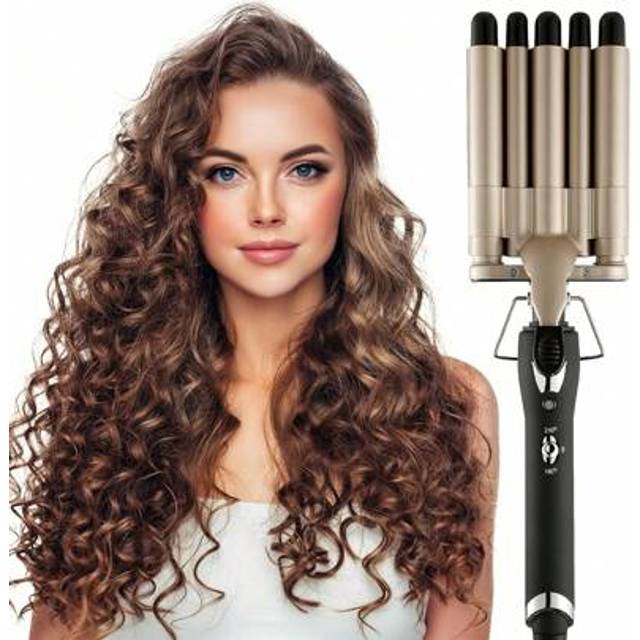 SHEIN Hair Crimper Iron 5 Barrel Curling Iron Wand, 0.6 Inch Hair Waver Curler Ceramic Tourmaline Hair Styling Tool With Dual Voltage (0.6 Inch)