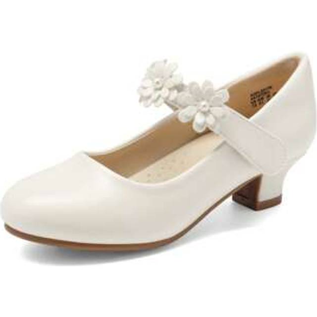 SHEIN Girls Mary Jane Shiny Bow Dress Shoes Pumps Low Heels Flower Glitter Party Wedding Princess