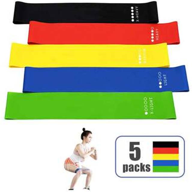 SHEIN 5pcs Yoga Resistance Bands With Weight Marked, Fitness Exercise Bands For Legs, Glutes, Squat, Stretch, Resistance Loops