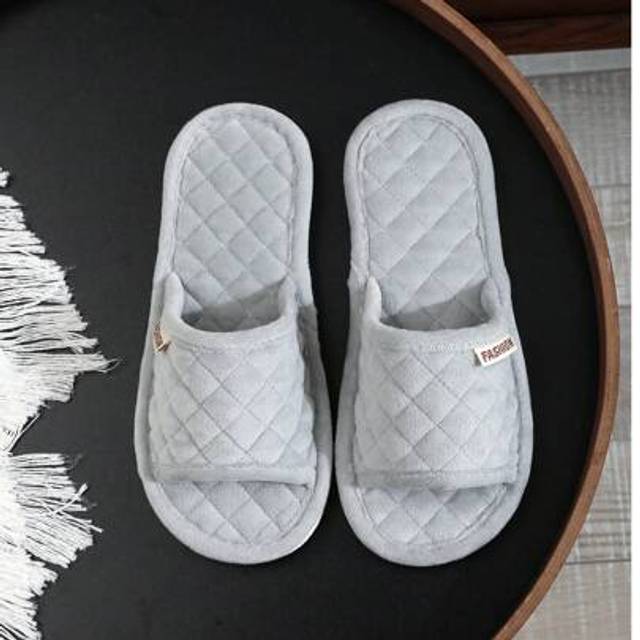 SHEIN Men&#39;s Spring Summer Open Toe Indoor Slippers, Black Suede Minimalist Fashion Home Slippers, Comfortable Ultra-Light Unisex 4-Season House Slippers