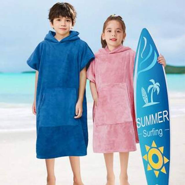 SHEIN 1pc Kids Hooded Bath Robe, Quick Dry Thick Soft Coral Fleece, Absorbent Bathrobe For Beach, Pool, Shower, Home Use