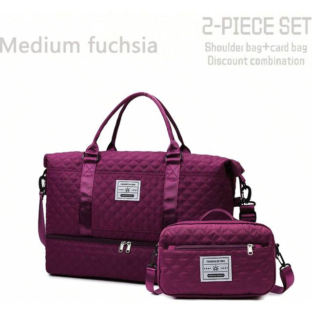 SHEIN 2PCS Large Capacity Travel Duffel Bag, Wet And Dry Separation Fitness Bag, Weekend Overnight Shoulder Bag, Hospital Necessary Mommy Bag, Travel Bag, H
