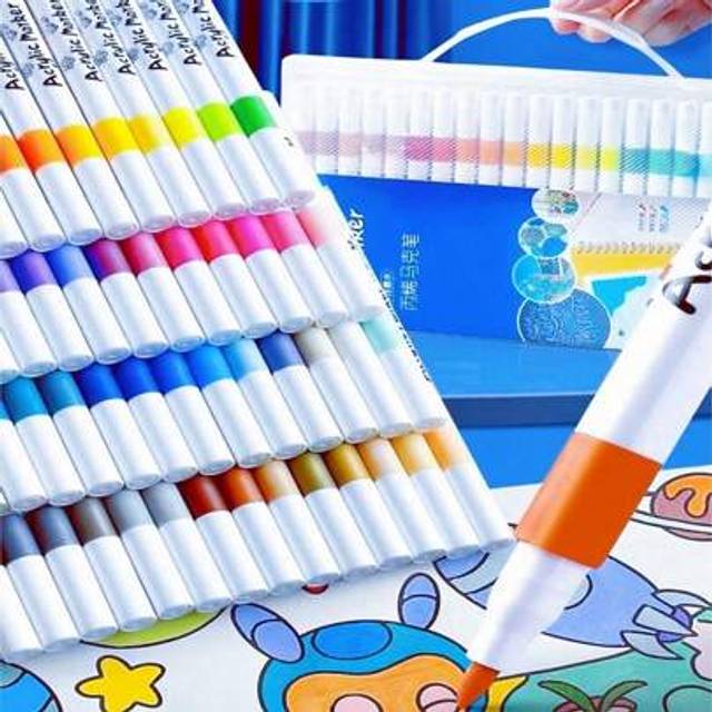 SHEIN 60 Colors Water-Based Acrylic Marker Pens, And Odorless, Washable, For Art, Anime, Painting And Sketching Back To School