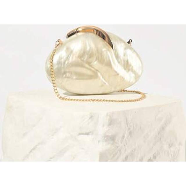 SHEIN European And American Acrylic Clutch Bag, New Fashion Unique Snail Shape Hard Shell Box Style Party Event Wedding Ceremony Bag, Marble White Color, Ch