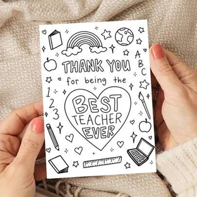 SHEIN 1pc Color Me Thank You Card For Best Teacher Ever With Envelope, 6.29&#34; X 4.33&#34;, Creative Teacher Appreciation Greeting Card Versatile Greeting For Bir