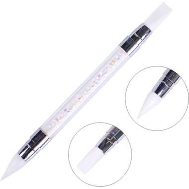 SHEIN 1pc Dual Ended Nail Art Acrylic Pen Brushes,1pc Silicone Nail Art Acrylic Pen Brushes, Rhinestone Handle Double-Ended Nail Art Pen, For Design Nail Fo