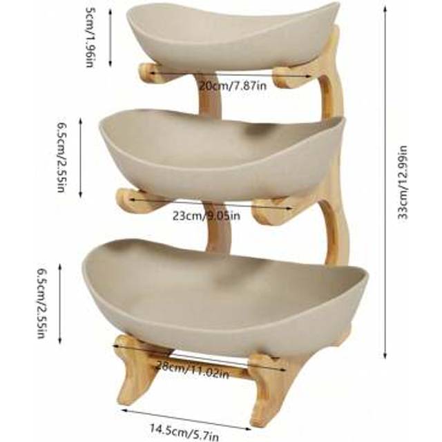 SHEIN 3-Stacked Fruit Rack Brown Fruit Ceramic Fruit Plate Porcelain Storage Shelf