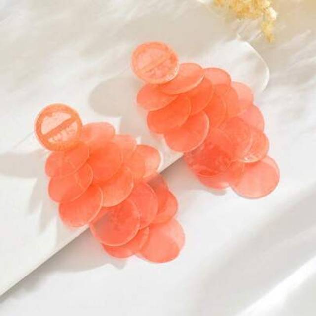 SHEIN 1 Pair Elegant Luxury Boutique Design Grape Tassel Earrings, Exaggerated Textured Asymmetrical Round Dangle Earrings, Suitable For Ladies Casual And H