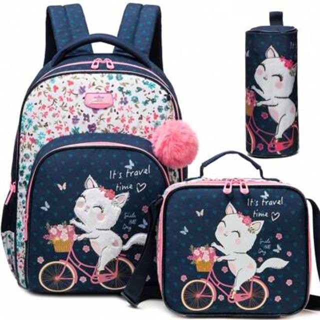SHEIN Cute Backpack For Girls - 3 In 1 Set With Lunch Bag & Pencil Case - Ages 8-10 The Best Gift For Girls