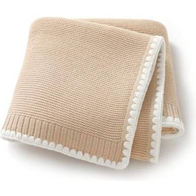 SHEIN 1pc Infant Knitted Swaddle Blanket, Casual Minimalist Detailed Edging Baby Stroller Blanket, All Season Universal