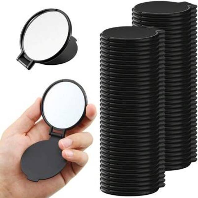 SHEIN 6/12pcs Small Foldable Bulk Portable Round Makeup Mirror Mini Foldable Wallet Women&#39;s Travel Daily Use Mother&#39;s Day Gift (Black) Small Round Mirror Ho
