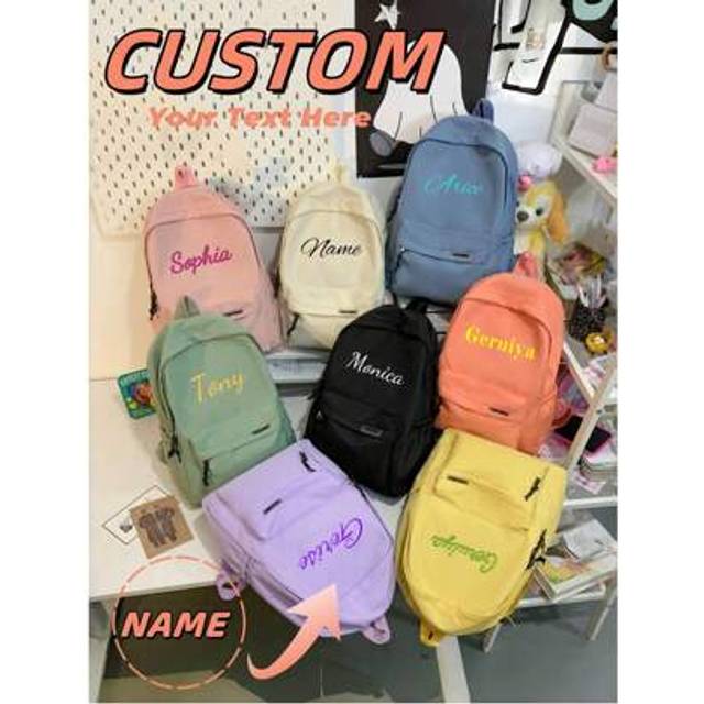 SHEIN 1 Large Capacity Solid Color Hello Print Backpack, Fashionable And Popular Harajuku Style, Lightweight, Large Capacity, Foldable Portable Backpack, Su