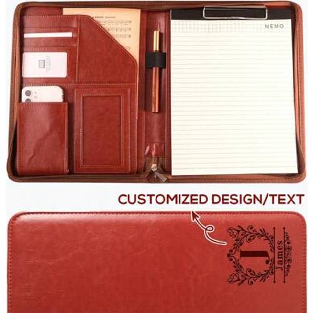 SHEIN Custom A4 Portfolio, Portable Zipper Bag Folder Business Folio, Vegan Leather Padfolio, Conference Folder, Men Portfolio For Gift