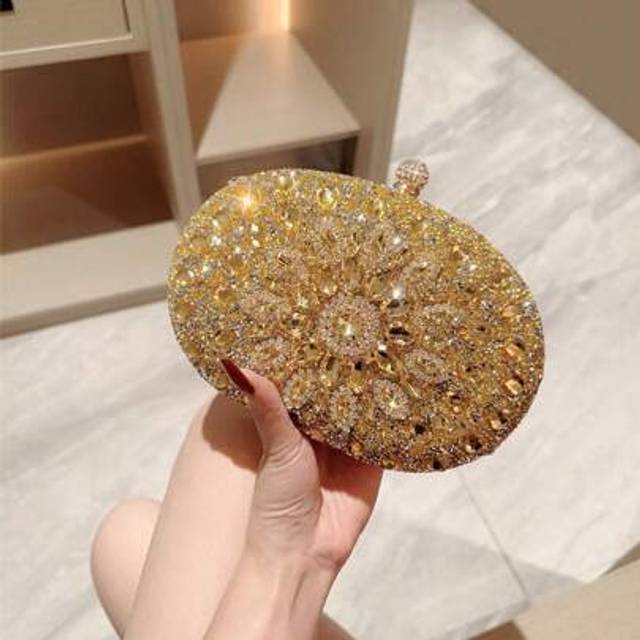 SHEIN Luxury Goose Egg Shape Crystal Embellished Clutch Bag, Formal Dress Bag, Prom Bag For Party