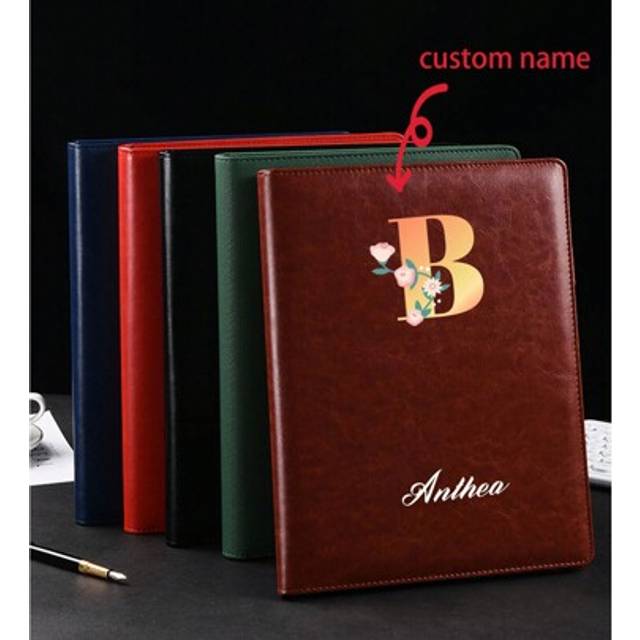 SHEIN 1pc Leather A4 Portfolio, Multipurpose Document File Folder, Customized Text