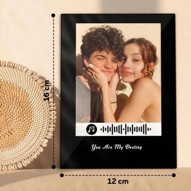 SHEIN 1pc Custom Art Acrylic Photo Frame With Scannable Song Code Acrylic Plaque Music Art Laser Photo Modern Home Decor For Living Room Valentine&#39;s Day Gif
