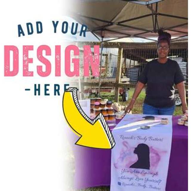 SHEIN 1pc Custom Brand Logo Table Runner For Pop Up Shop Display, Personalized Tablecloth Runners Logo For Tradeshow Business Vendor Display Show