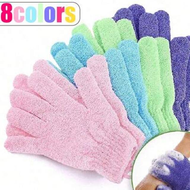 SHEIN 2/4/8pcs Bath Exfoliating Gloves, Reusable Shower Mitts For Scrubbing, Back Scrubber, Massage And Body Exfoliation, Body Cleansing Accessories,1/3/5/1