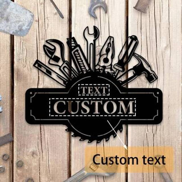 SHEIN 1pc Personalized Metal Workshop Sign, Classic Style Custom Tool Shop Logo, Custom Garage Decor, Father&#39;s Day Wall Art, Outdoor Metal Sign, Room Decor,