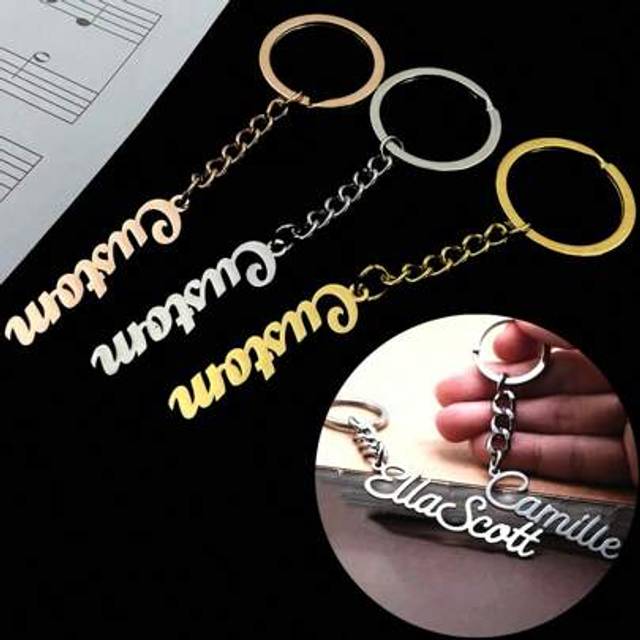 SHEIN Customized Name Tag Keychain, Personalized Stainless Steel Letter Keyring, Gift For Women, Father&#39;s Day, Mother&#39;s Day, Valentine&#39;s Day
