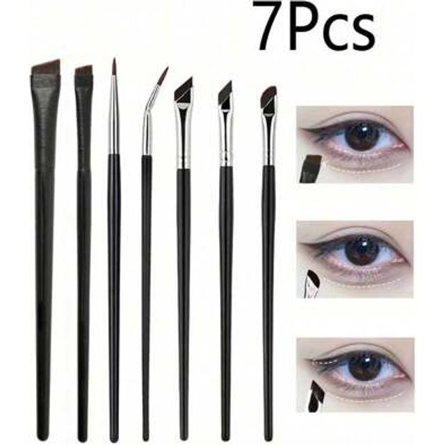 SHEIN 7pcs/Set Ultra Thin & Fine Point Angled Eyebrow Brush, Eyelid Brush, Makeup Brush Set For Eye Makeup