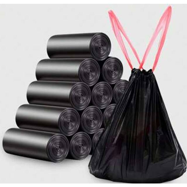 SHEIN 200pcs Black Drawstring Garbage Bags, Small Garbage Bags For Home, Office, Bedroom And Bathroom, Garbage Padding, Portable And Odor-Preventing Kitchen