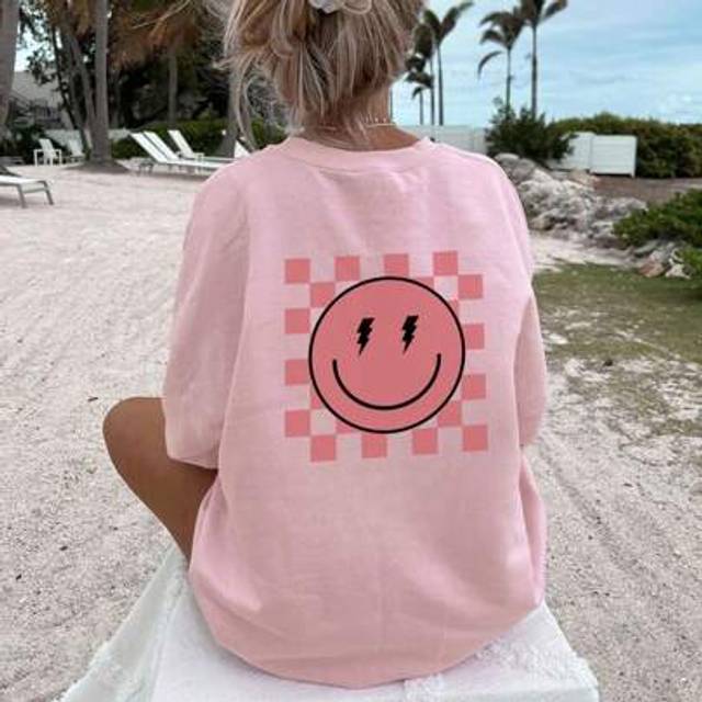 SHEIN A Casual Printed Round Neck Pullover Short Sleeved T-Shirt For Girls And Young Children In Summer - Lightning Smile Is A T-Shirt Provided For Children
