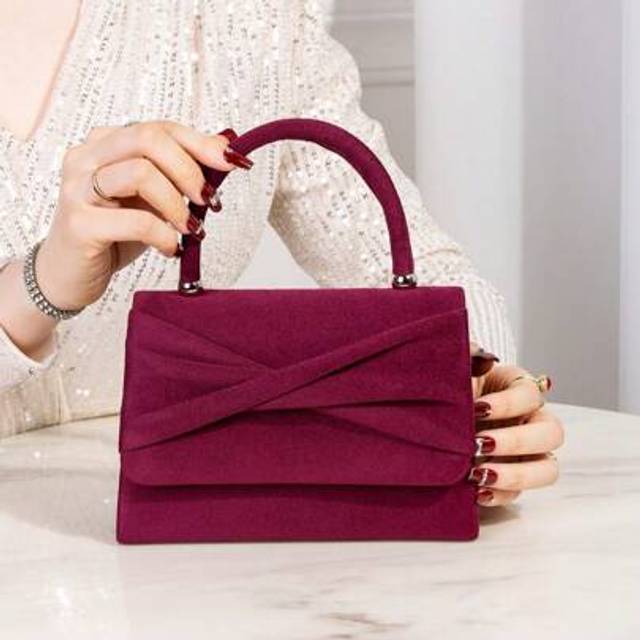 SHEIN Elegant & Fashionable Bow-Knot Velvet Evening Clutch Bag, Party & Wedding Handbag For Women For Girls, Women, College Students, Rookies & White-Collar