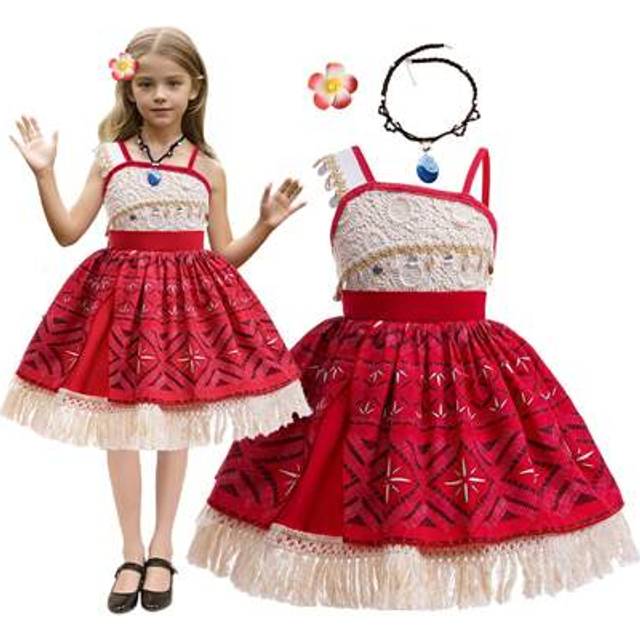 SHEIN Girls Adventure Costume Dress Princess Dresses For Girl Birthday Outfit Party Fringe Dresses With Necklace Hairpin