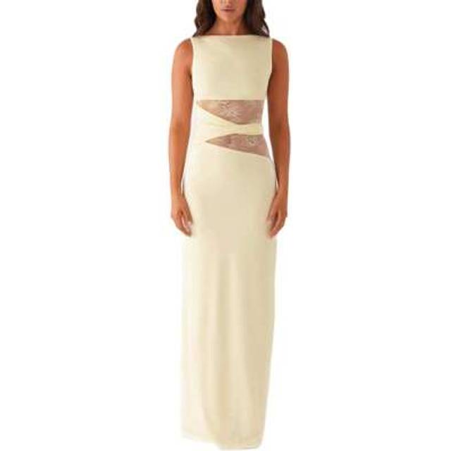 SHEIN Women Elegant Bodycon Satin Maxi Dress Lace Patchwork Sleeveless Backless Long Pencil Dress Slim Wedding Dresses