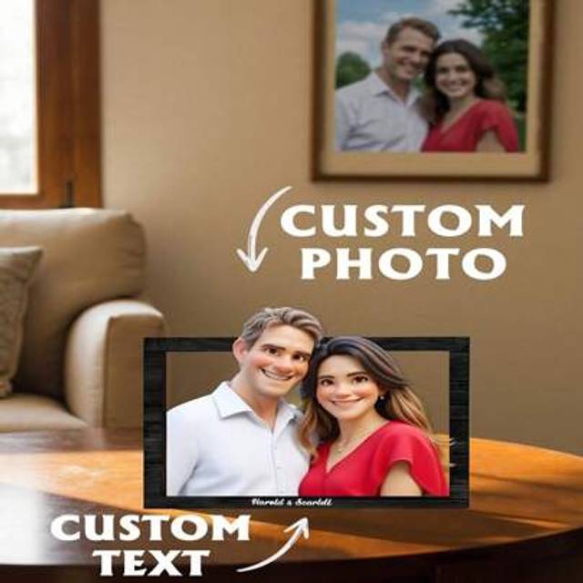 SHEIN 1pc Custom Cartoon Style Wooden Photo Frame, Personalized Picture Frame, Custom Caricature Drawing Family Photo Frame Sign, Home Decor, Office Decor,