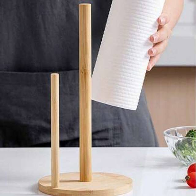 SHEIN 1pc Wooden Standing Paper Towel Holder - Kitchen & Restaurant Roll Dispenser