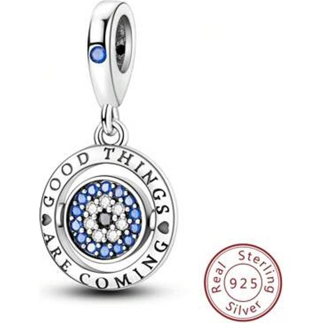 SHEIN Good Luck Spinning Eye Charm 925 Sterling Silver Pendant Beads fit Original Charms Bracelet Necklace Jewelry Making DIY Gift