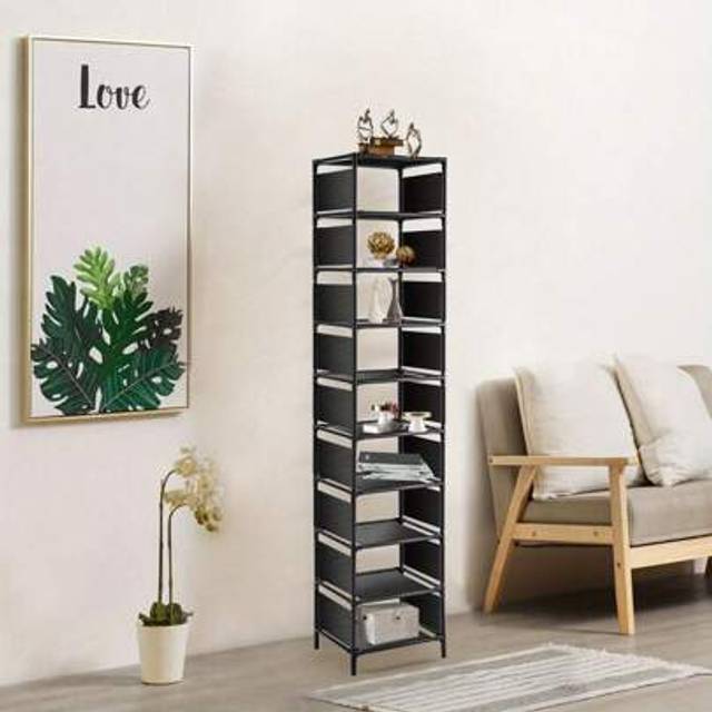 SHEIN 10 Tier Shoe Rack Metal Narrow Shoe Rack For 10 Pairs Tall Shoe Rack Space Saving Shoe Organizer For Living Room Entryway Hallway And Cloakroom
